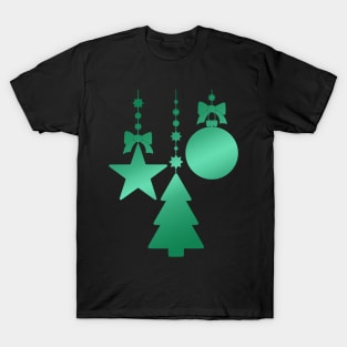 Minimal Christmas Tree Ornaments Green Gradient T-Shirt